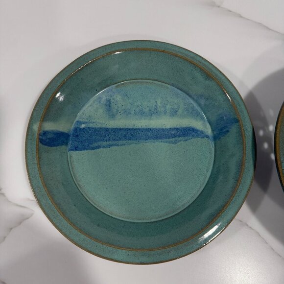 VTG 1996 Hand Thrown Signed 2 PC Pottery Berry Strainer Bowl Colander & Plate 9" - Picture 5 of 10